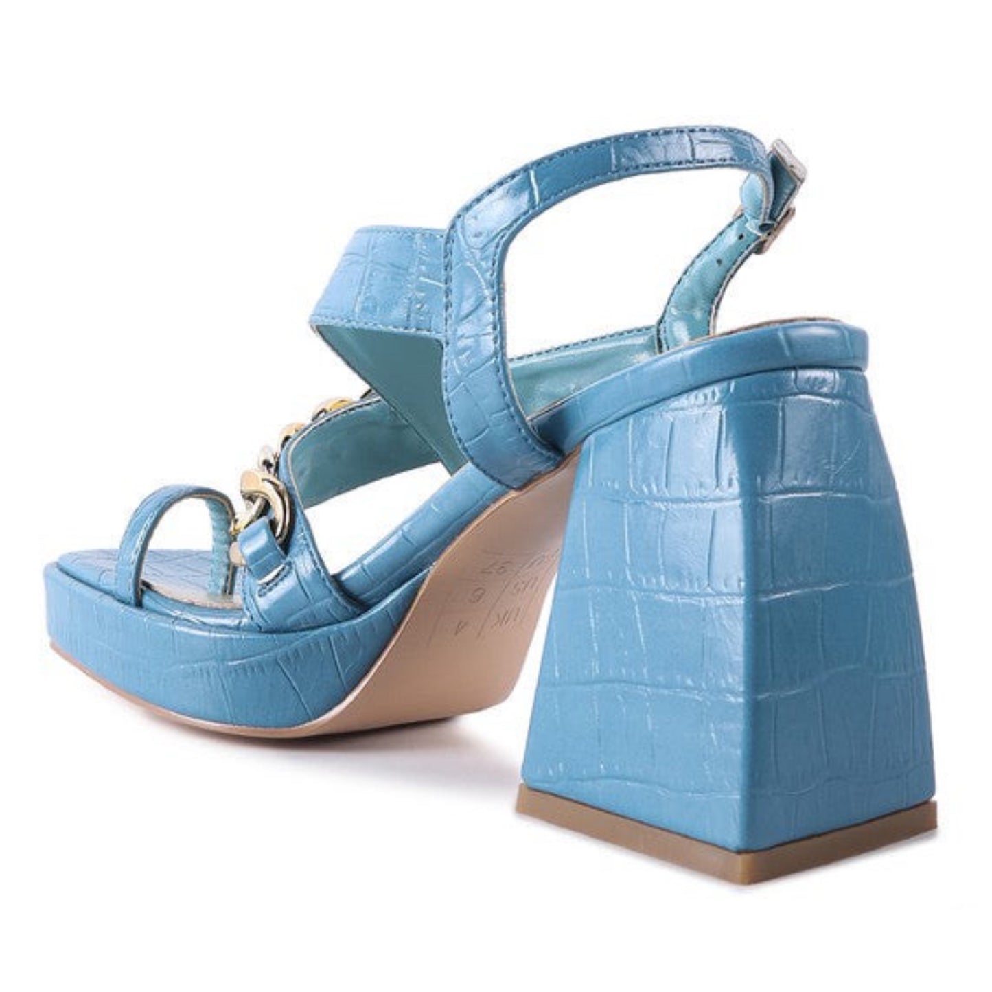 Chain Strap Croc Block Heel Sandal