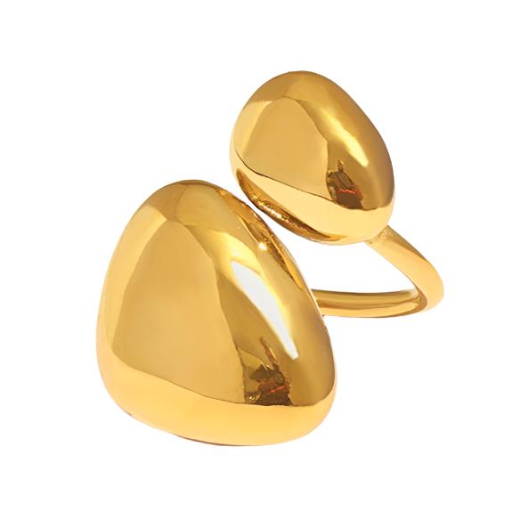 Gold Steel Irregular Bypass Ring