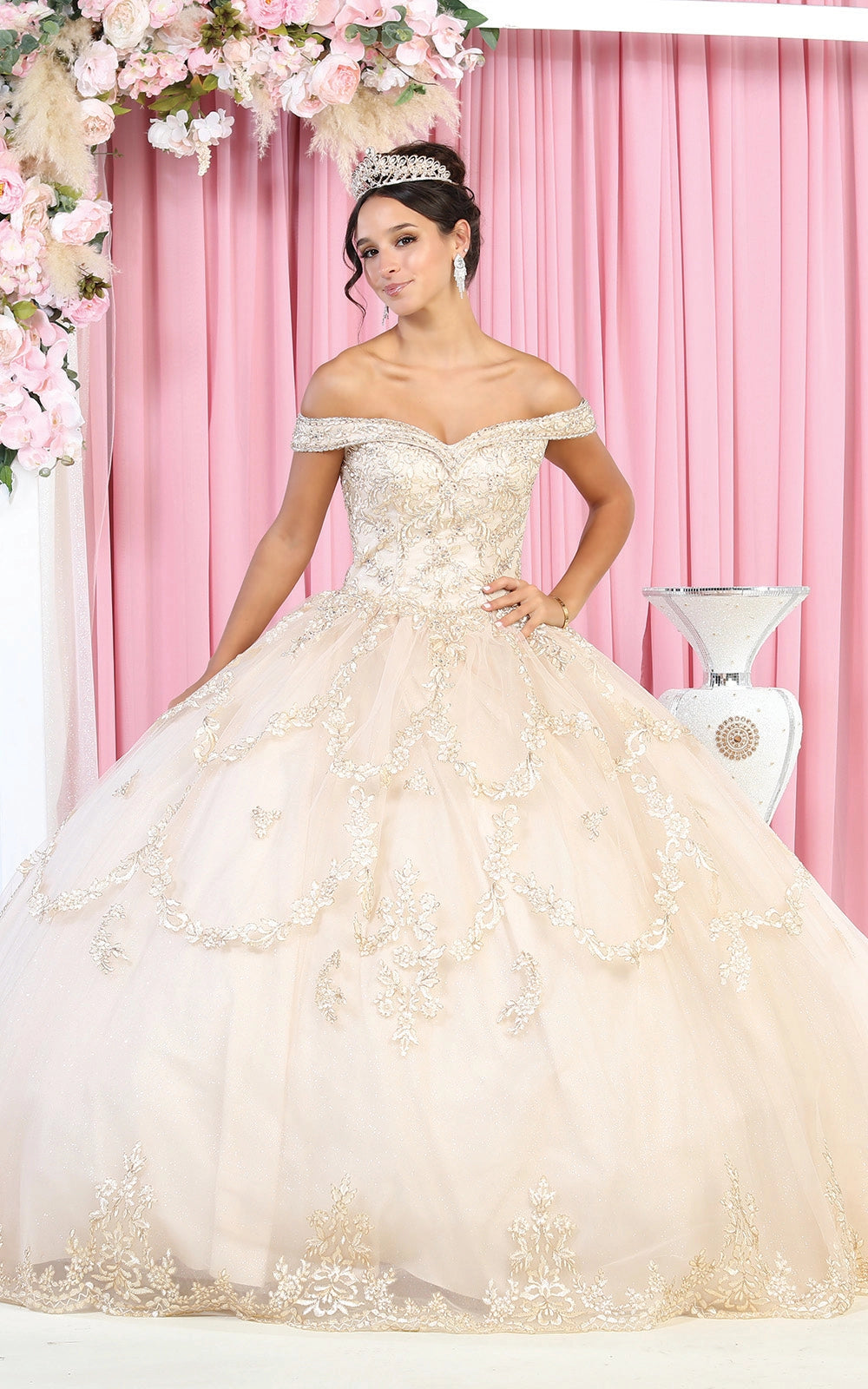 Embroidered Quince Ball Gown