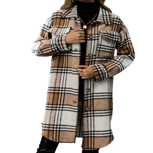 Plaid Collared Neck Coat