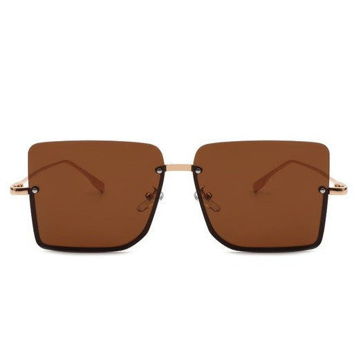 Square Half Frame Oversize Sunglasses