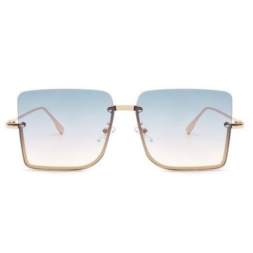 Square Half Frame Oversize Sunglasses