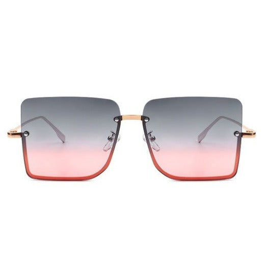 Square Half Frame Oversize Sunglasses