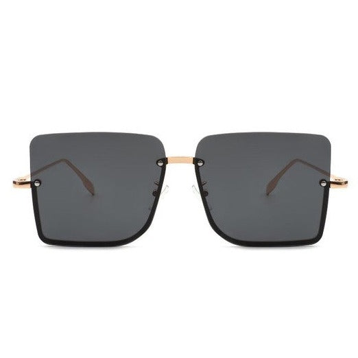 Square Half Frame Oversize Sunglasses