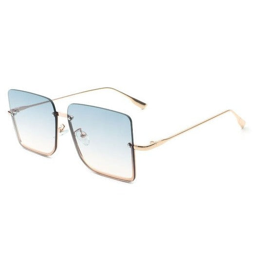 Square Half Frame Oversize Sunglasses