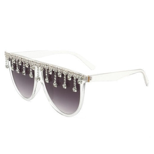 Round Oversize Rhinestone Sunglasses