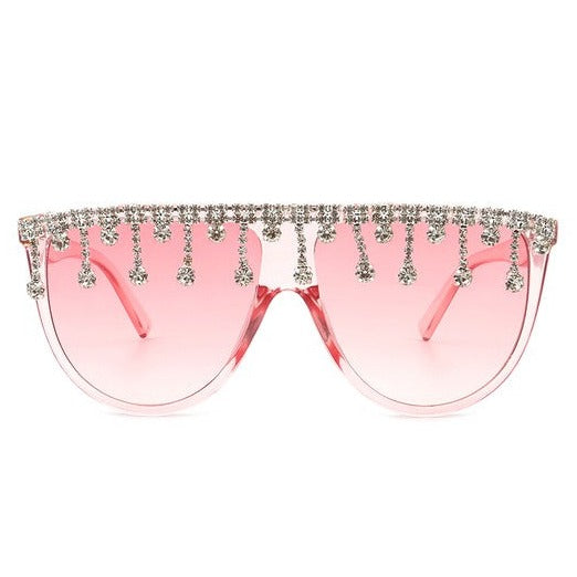 Round Oversize Rhinestone Sunglasses