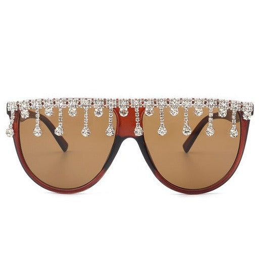 Round Oversize Rhinestone Sunglasses