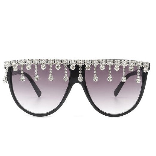 Round Oversize Rhinestone Sunglasses