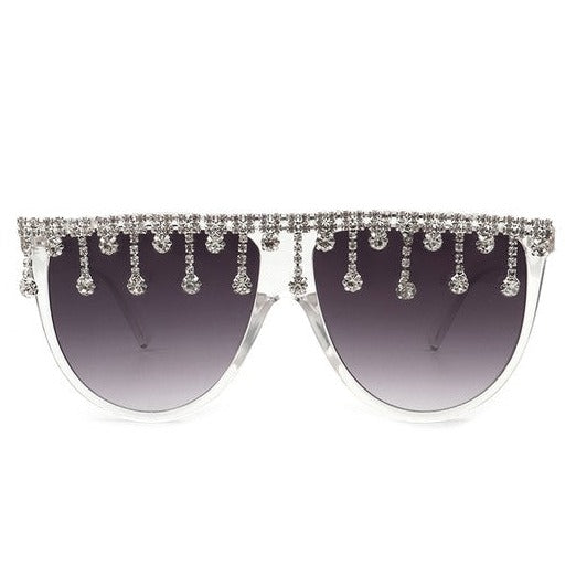 Round Oversize Rhinestone Sunglasses