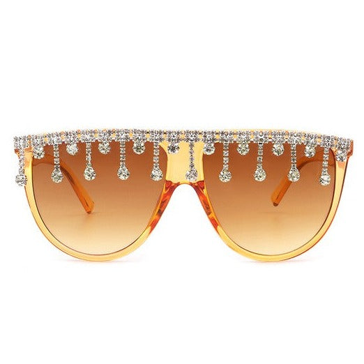 Round Oversize Rhinestone Sunglasses