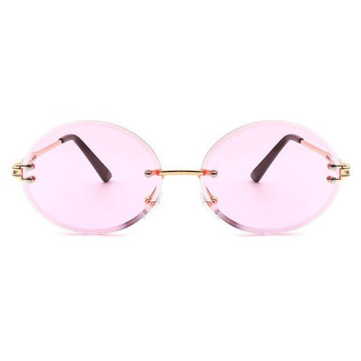 Round Oval Rimless Sunglasses