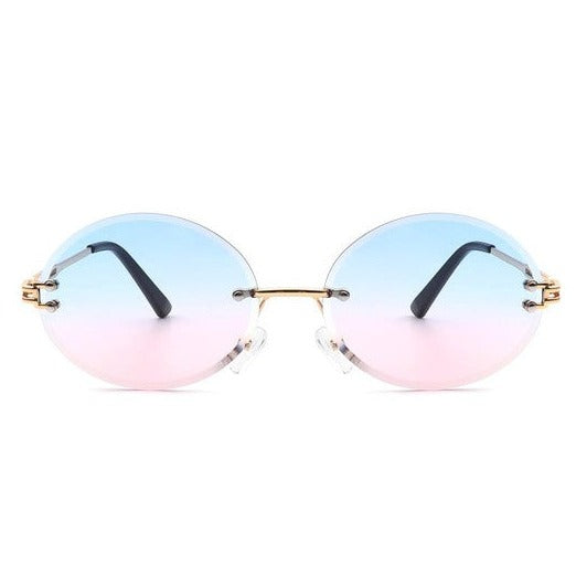 Round Oval Rimless Sunglasses