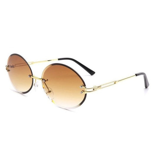 Round Oval Rimless Sunglasses