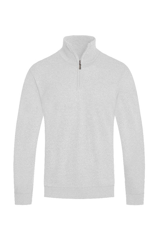 Heathered Half-Zip Fleece Pullover Sweater