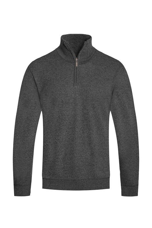 Heathered Half-Zip Fleece Pullover Sweater