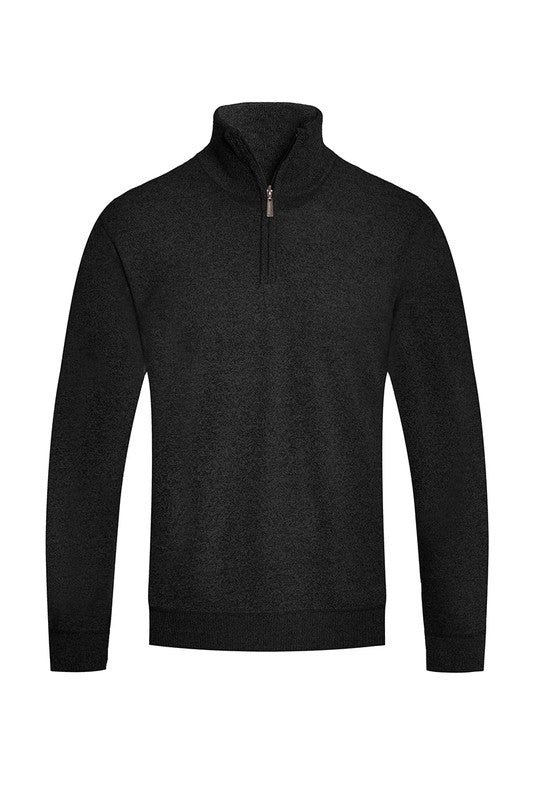 Heathered Half-Zip Fleece Pullover Sweater