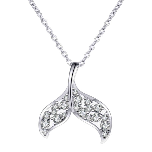 Sterling Silver Mermaid Tail Charm Necklace with Moissanite