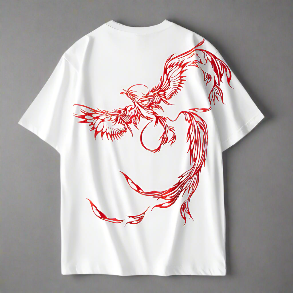 Embroidered Phoenix Short-Sleeved T-Shirt