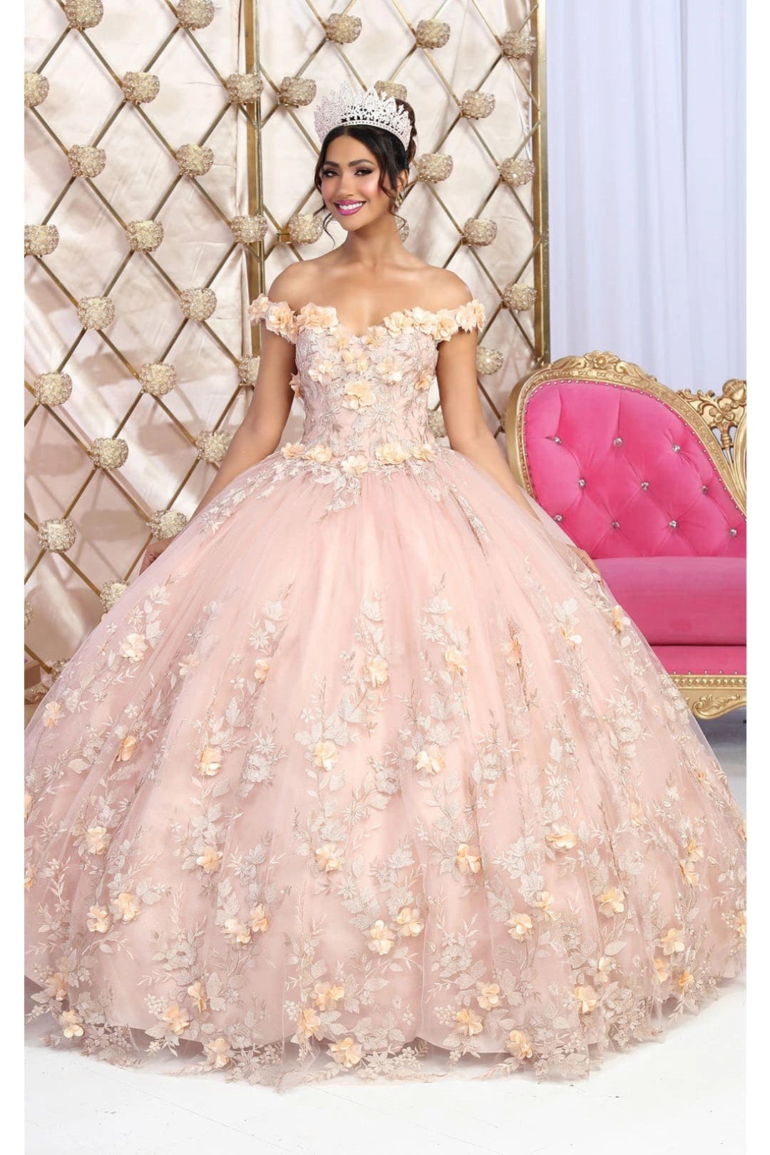 3D Floral Applique Quinceanera Ball Dress