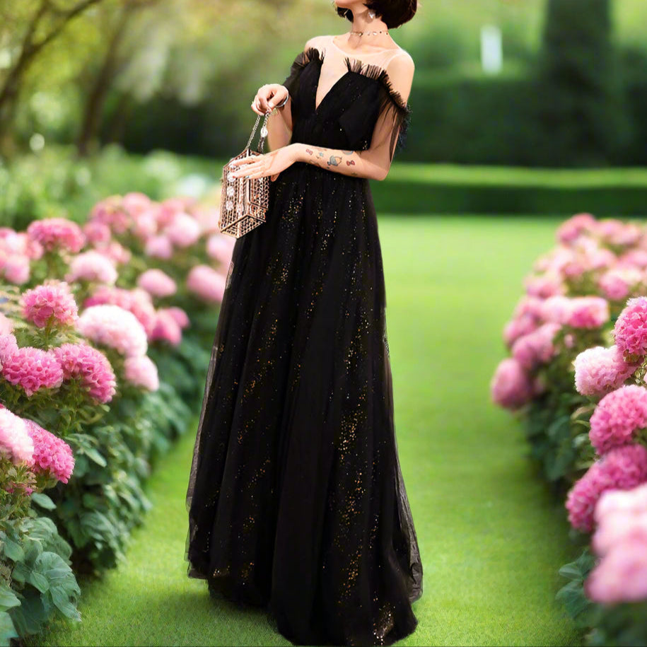 Black Off The Shoulder Evening Gown