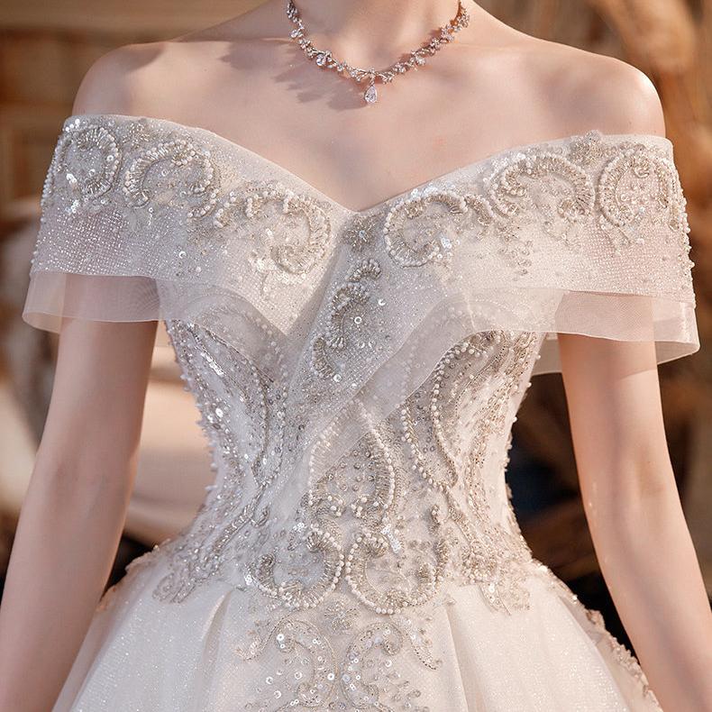 Off The Shoulder Beaded Bridal Gown