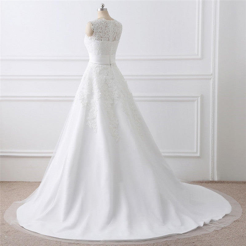 Two Piece White Lace Wedding Gown