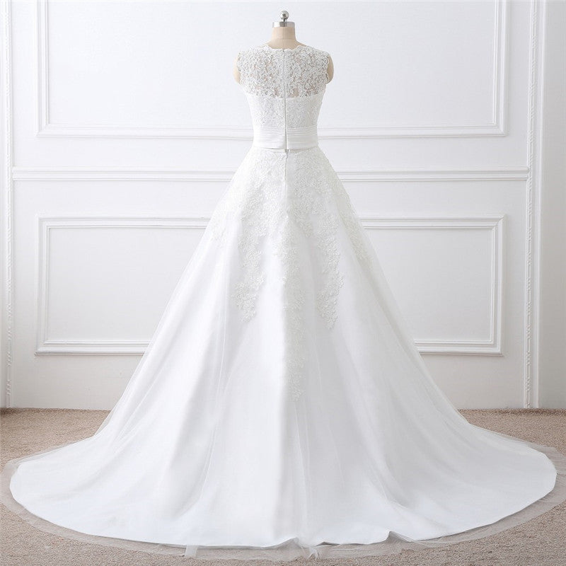 Two Piece White Lace Wedding Gown