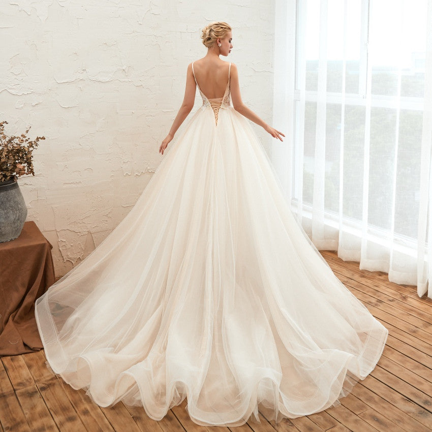 Deep V Wedding Dress