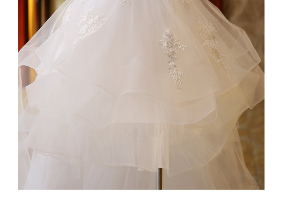 High Low Wedding Dress with Applique