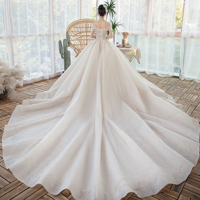 Off The Shoulder Beaded Wedding Gown