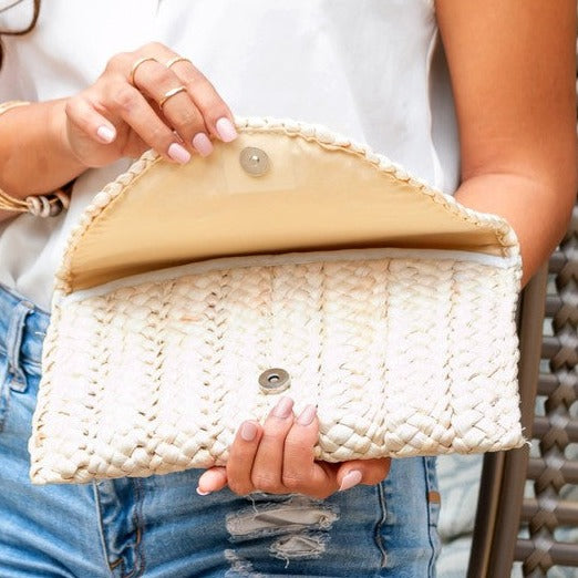 Fold Over Straw Clutch