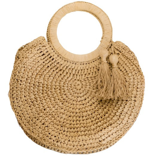 Straw Tassel O-Ring Tote