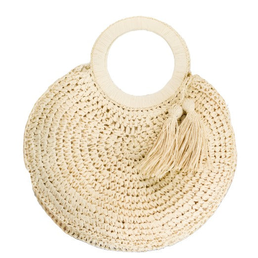 Straw Tassel O-Ring Tote