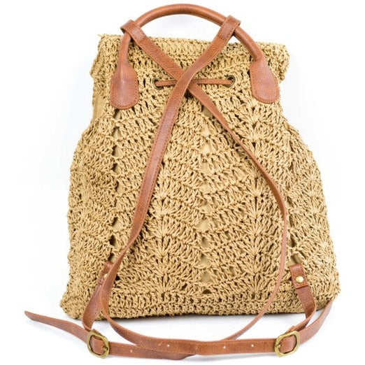 Woven Straw Backpack