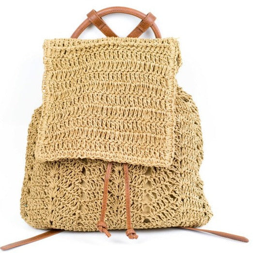 Woven Straw Backpack