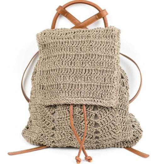 Woven Straw Backpack