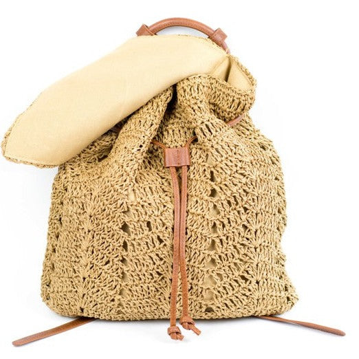 Woven Straw Backpack