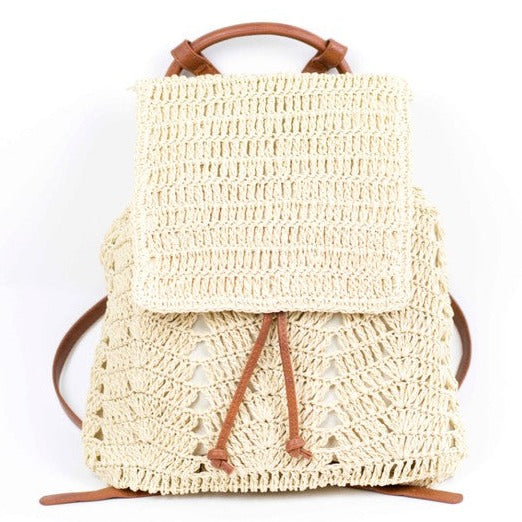 Woven Straw Backpack