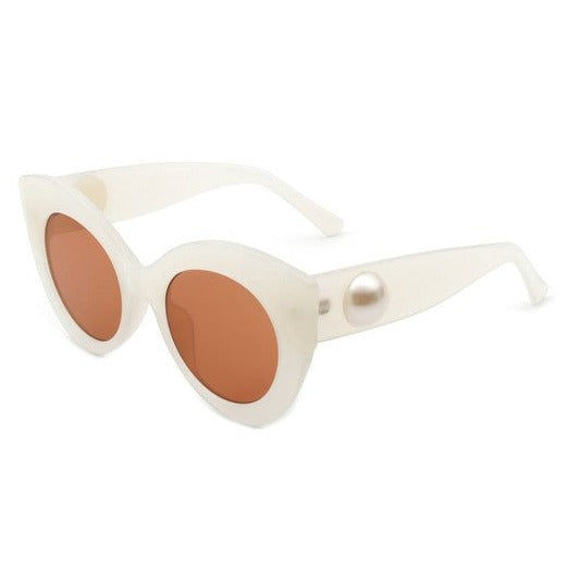 Oversize Cat Eye Sunglasses with Pearl Design