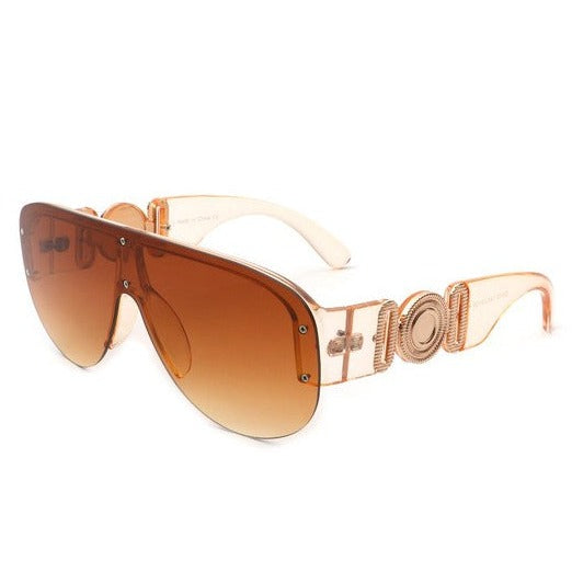 Half Frame Oversized Aviator Sunglasses