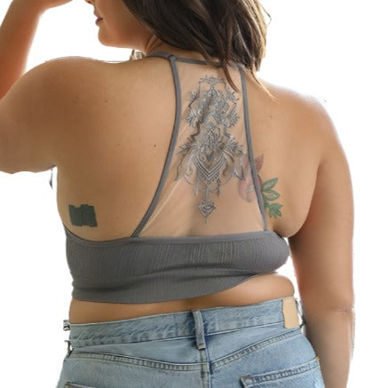 Plus Size Tattoo Mesh Racerback Bralette