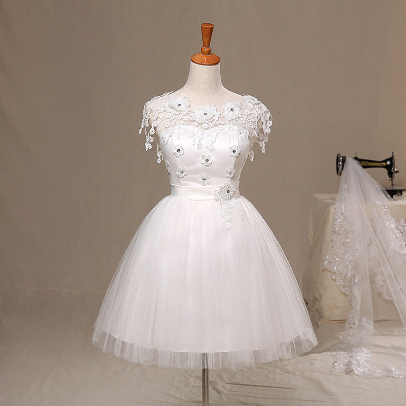 Short Lace & Tulle Wedding Dress