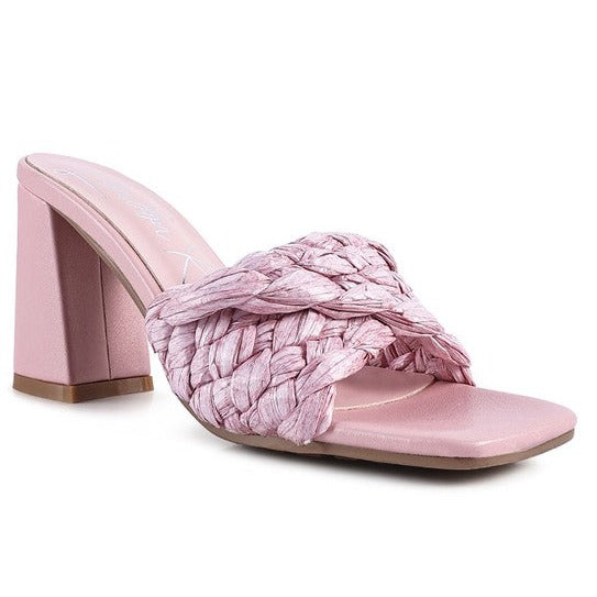 Braided Raffia Block Heel Sandal