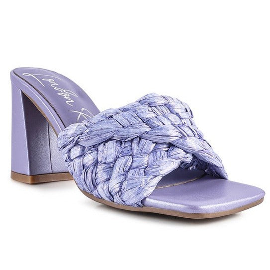 Braided Raffia Block Heel Sandal