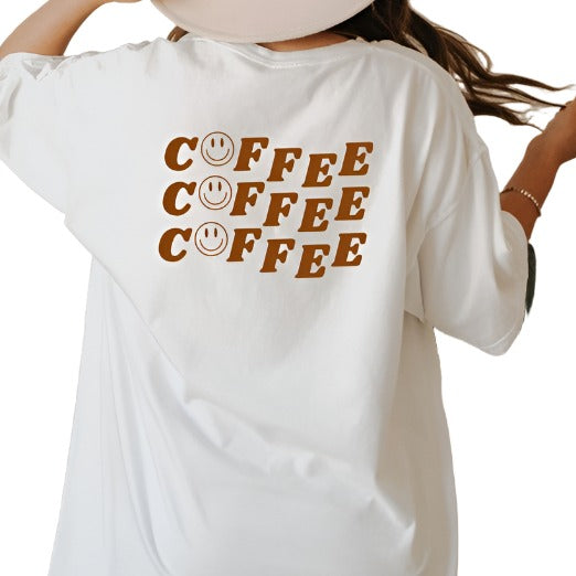 Coffee Coffee Coffee Smiley Face Graphic Tee