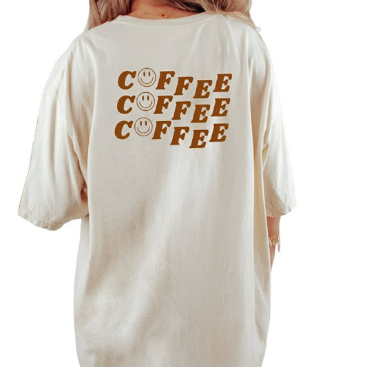 Coffee Coffee Coffee Smiley Face Graphic Tee