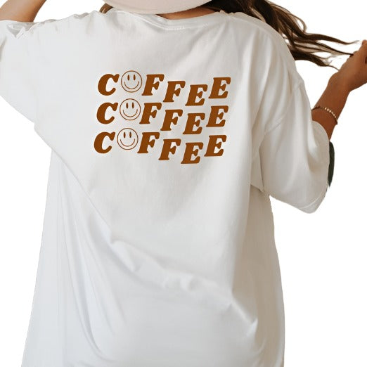 Coffee Coffee Coffee Smiley Face Graphic Tee