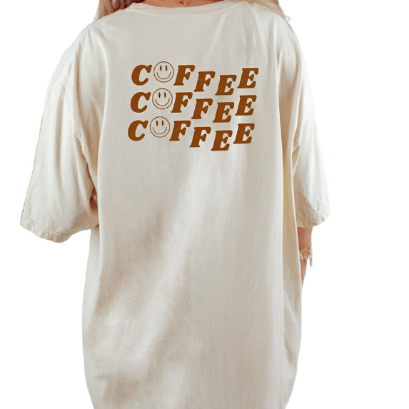 Coffee Coffee Coffee Smiley Face Graphic Tee