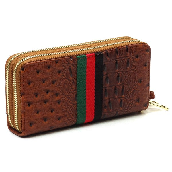 Queen Bee Stripe Double Zip Around Wallet